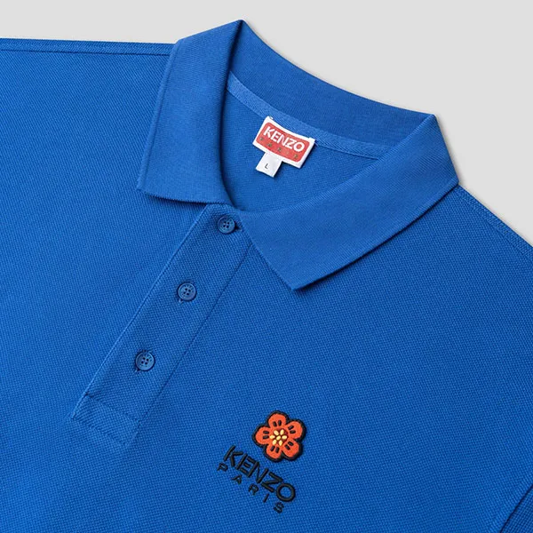Áo Polo Nam Kenzo Boke Flower Logo Embroidered FC65PO0024PU 71 Màu Xanh Blue