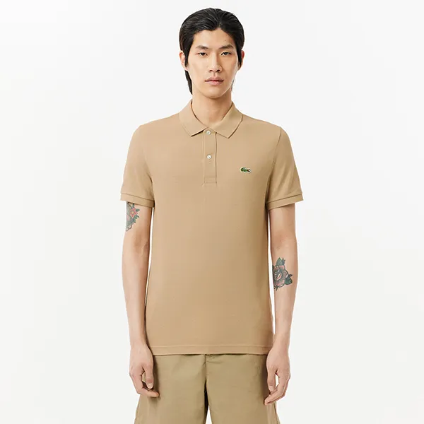Áo Polo Nam Lacoste L.12.12 Slim Fit PH4012 02S Màu Be Đậm Size 4