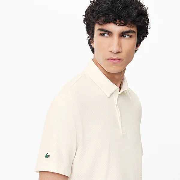 Áo Polo Nam Lacoste Men's Ultra-Dry Mini Print Golf DH7493 IGX Màu Be Size 4