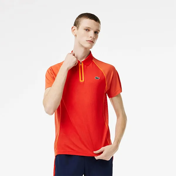 Áo Polo Nam Lacoste Recycled Polyester Polo Shirt with Ultra-Dry Technology DH5046 XIM Màu Đỏ Cam Size 2