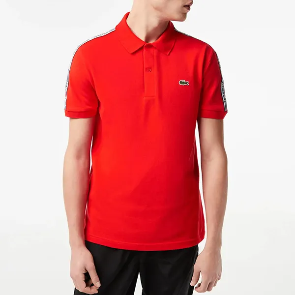 Áo Polo Nam Lacoste Regular Fit Logo Stripe Stretch Cotton Polo Shirt PH5075 S5H Màu Đỏ Size 2 - Thời trang - Vua Hàng Hiệu