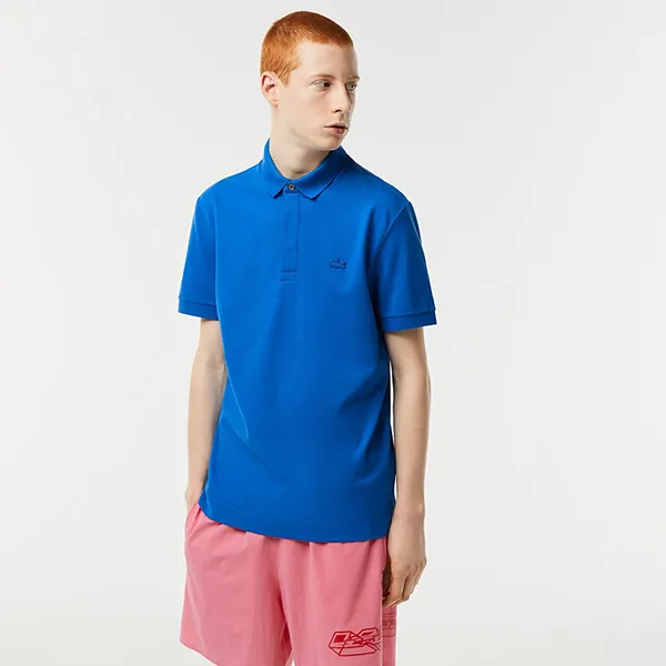 Áo Polo Nam Lacoste Regular Fit Stretch Cotton Piqué PH5522 KXB Màu Xanh Blue Size 2