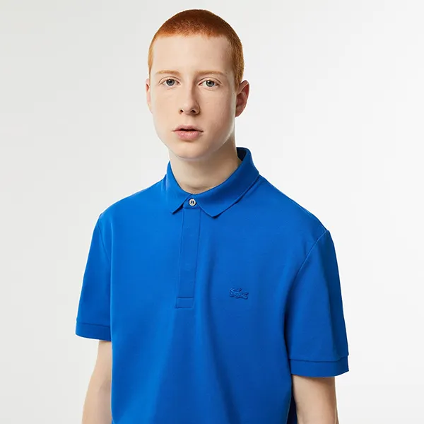 Áo Polo Nam Lacoste Regular Fit Stretch Cotton Piqué PH5522 KXB Màu Xanh Blue Size 2
