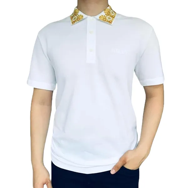 Áo Polo Nam Versace White With Collar Printed Polo Shirt 1012260 Màu Trắng Size S
