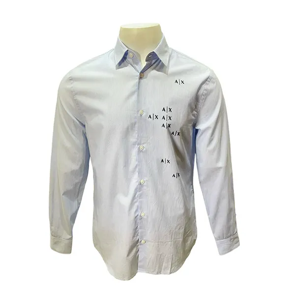 Áo Sơ Mi Dài Tay Nam Armani Exchange Shirt 6LZC06 ZNIXZ - GC03 Màu Xanh Nhạt Size S