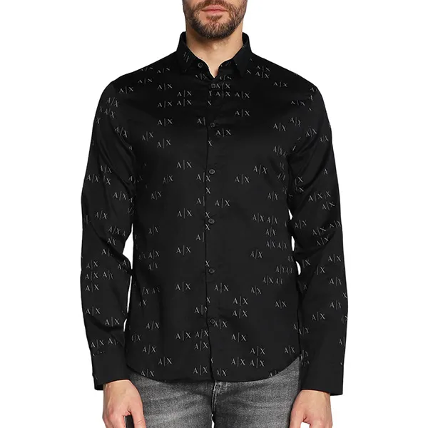 Áo Sơ Mi Dài Tay Nam Armani Exchange Shirt 6LZC45 ZNZRZ Màu Đen Size S