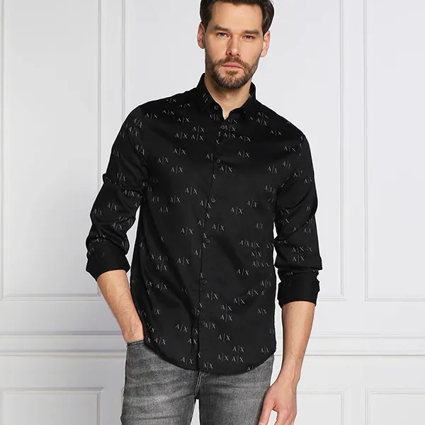 Áo Sơ Mi Dài Tay Nam Armani Exchange Shirt 6LZC45 ZNZRZ Màu Đen Size S