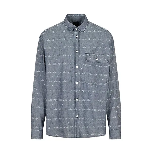Áo Sơ Mi Dài Tay Nam Armani Exchange Shirt 6LZCG4 Z1W4Z Màu Xanh Navy Size S