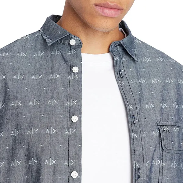 Áo Sơ Mi Dài Tay Nam Armani Exchange Shirt 6LZCG4 Z1W4Z Màu Xanh Navy Size S