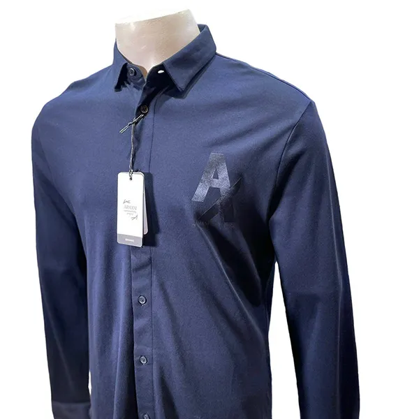 Áo Sơ Mi Dài Tay Nam Armani Exchange Shirt 6LZCHA ZJXCZ - GC03 Màu Xanh Đen Size S