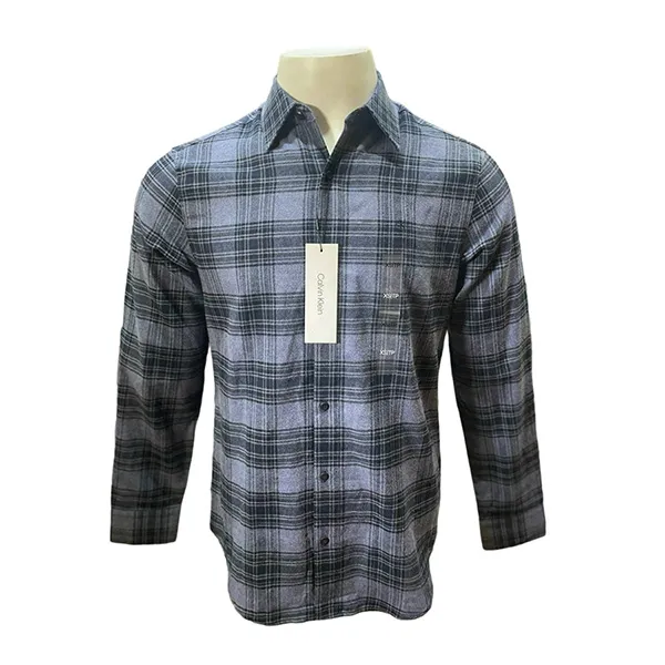 Áo Sơ Mi Dài Tay Nam Calvin Klein CK Plaid Flannel Classic Button-Down Shirt SP40590415 - GE05 Màu Xanh Kẻ Size M - Thời trang - Vua Hàng Hiệu