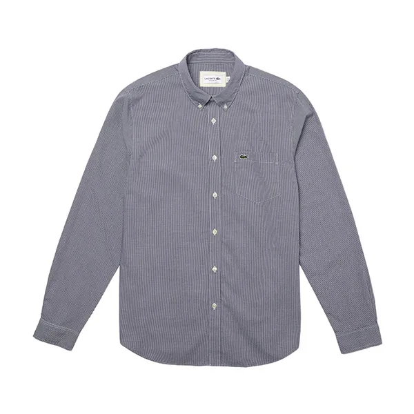 Áo Sơ Mi Nam Lacoste Men's Regular Fit Cotton Poplin Shirt CH2564 522 Màu Kẻ Caro Đen Trắng Size 38