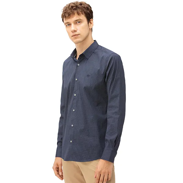 Áo Sơ Mi Nam Lacoste Slim Fit Long Sleeve Woven Shirt CH9742 525 Màu Xanh Navy Size 38