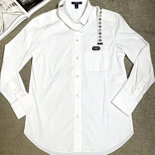 Áo Sơ Mi Nữ Louis Vuitton LV Dress Shirt Màu Trắng Size 34