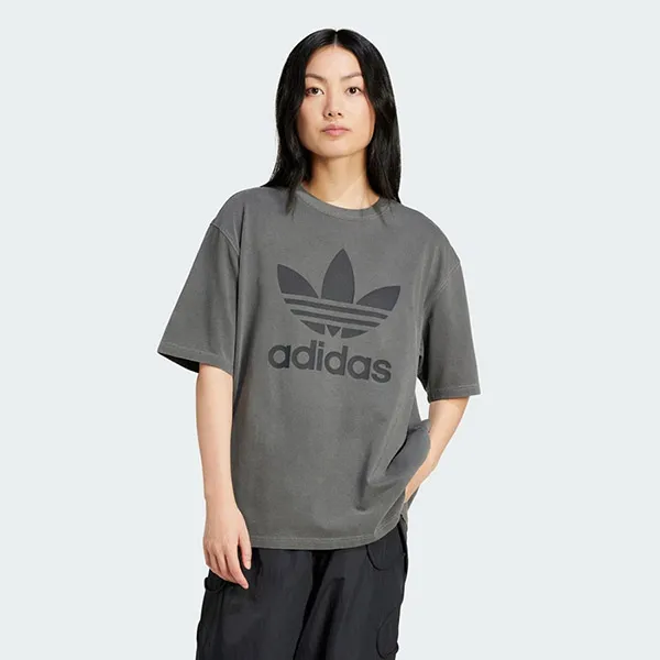 Áo Thun Nữ Adidas Washed Trefoil Black IN2268 Tshirt Màu Đen Size XS