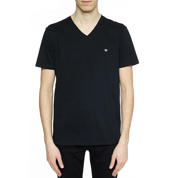Áo Thun Nam Dior With Bee Embroidery V Neck Black B0446 Tshirt Màu Đen Size XS
