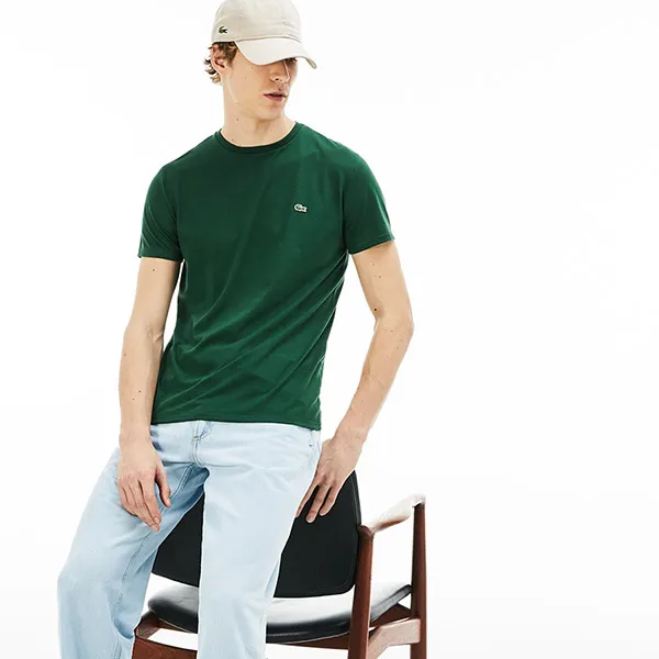 Áo Thun Nam Lacoste Men's Crew Neck Pima Cotton Jersey T-Shirt TH6709 132 Màu Xanh Lá Size 2 - Thời trang - Vua Hàng Hiệu
