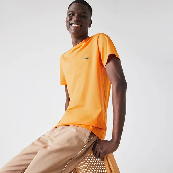 Áo Thun Nam Lacoste Men's Crew Neck Pima Cotton Jersey T-Shirt TH6709 DRA Màu Cam Size 2 - Thời trang - Vua Hàng Hiệu