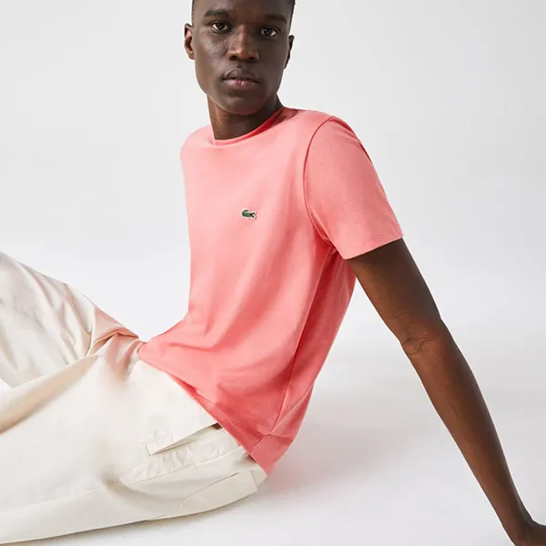 Áo Thun Nam Lacoste Men's Crew Neck Pima Cotton Jersey T-Shirt TH6709 F9C Màu Hồng Size 2