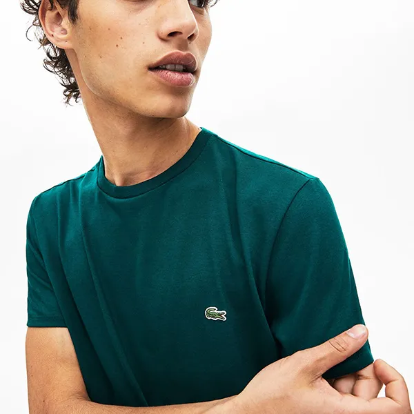 Áo Thun Nam Lacoste Men's Crew Neck Pima Cotton Jersey T-Shirt TH6709 GFS Màu Xanh Green Size 2