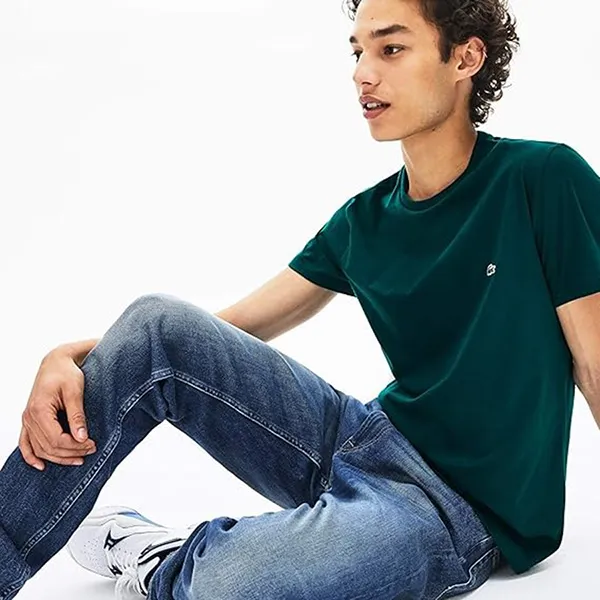 Áo Thun Nam Lacoste Men's Crew Neck Pima Cotton Jersey T-Shirt TH6709 GFS Màu Xanh Green Size 2