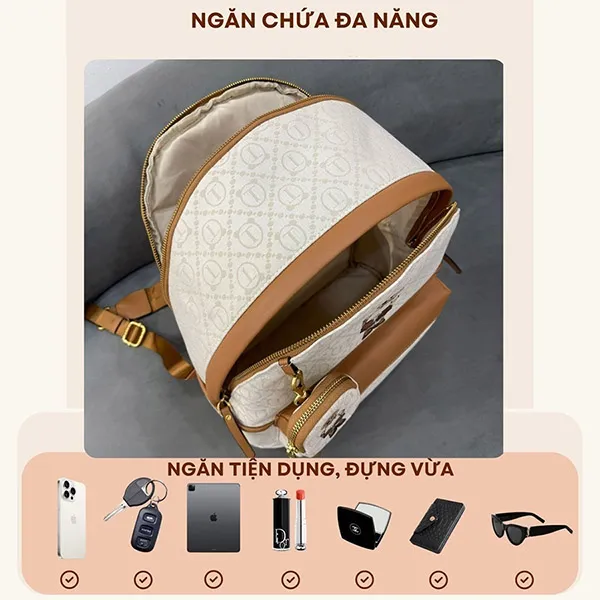Balo Kèm Ví Nữ TTWN BEAR TN3517-TN3472 Màu Nâu Be