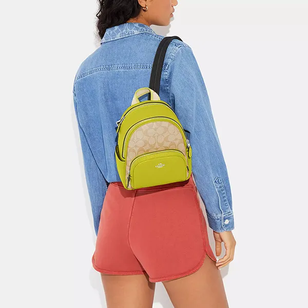 Balo Nữ Coach Mini Court Backpack In Signature Canvas CJ594 Màu Be Vàng - Túi xách - Vua Hàng Hiệu