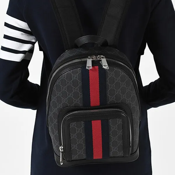 Balo Nữ Gucci Logo Backpack Black 598102-92TAN-1071 Màu Xám Đen