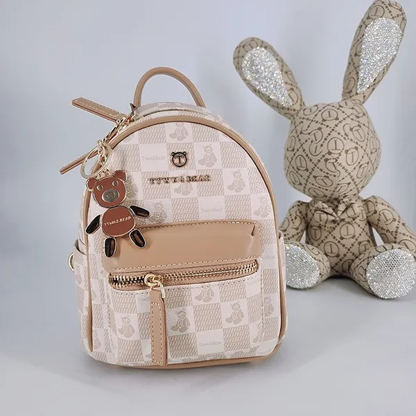 Balo Nữ TTWN BEAR TN3168 Caro Màu Hồng Cam Size S
