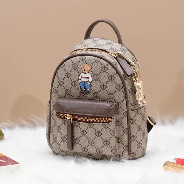 Balo Nữ TTWN BEAR TN3316 Mini Logo Lưới Màu Xám Size S