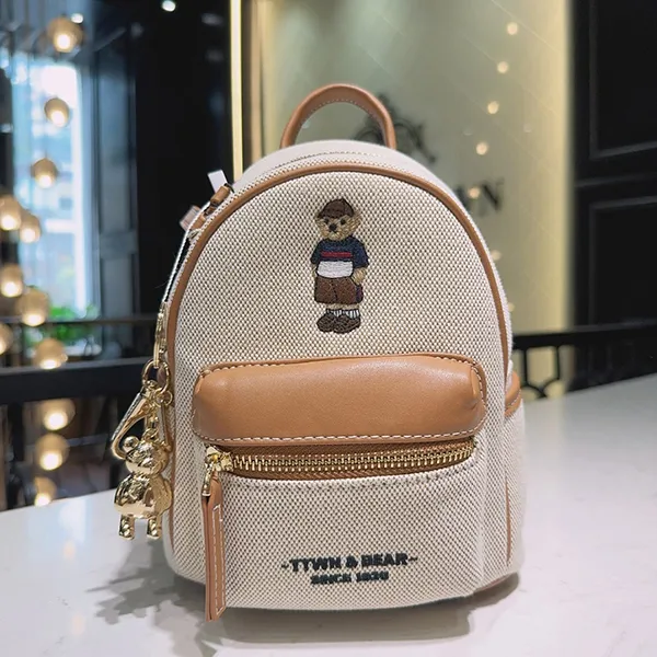 Balo Nữ TTWN BEAR TN3481 Màu Be Viền Nâu Size S