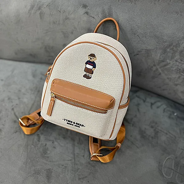 Balo Nữ TTWN BEAR TN3481 Màu Be Viền Nâu Size S