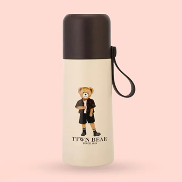 Bình Nước Giữ Nhiệt Nắp Cốc TTWN BEAR BWB2008 Màu Be/Nâu 350ml