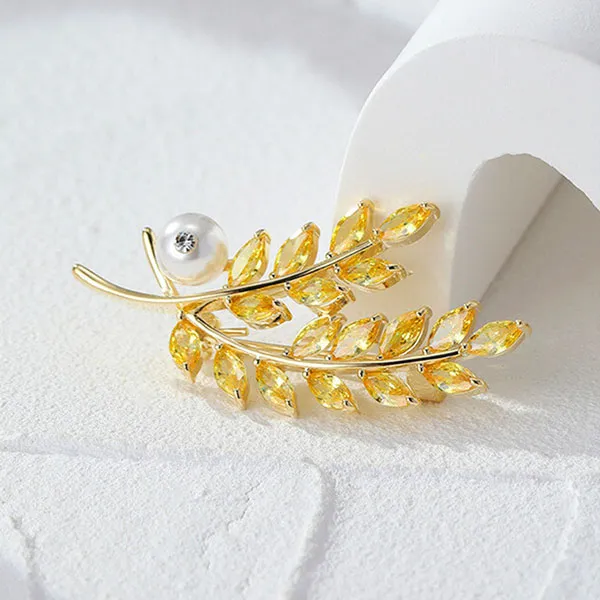 Cài Áo Nữ Kya Jewel Golden Wheat BR760 Màu Vàng