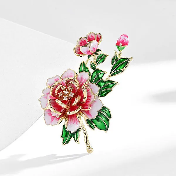 Cài Áo Nữ Kya Jewel Peony Blossom BR756 Màu Vàng- Hồng