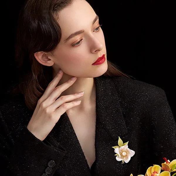 Cài Áo Nữ Kya Jewel Tropical Flower BR763 Màu Hồng - Xanh