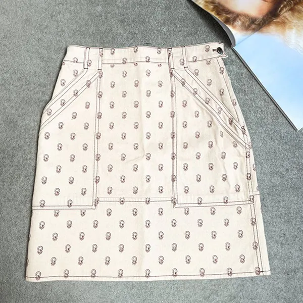 Chân Váy Nữ Hermès Mini Skirt Màu Be Họa Tiết Size 34
