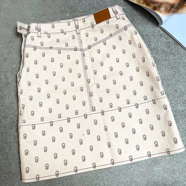 Chân Váy Nữ Hermès Mini Skirt Màu Be Họa Tiết Size 34