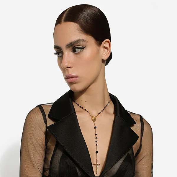 Dây Chuyền Nữ Dolce & Gabbana D&G Gold Rosary Necklace Màu Vàng Đen