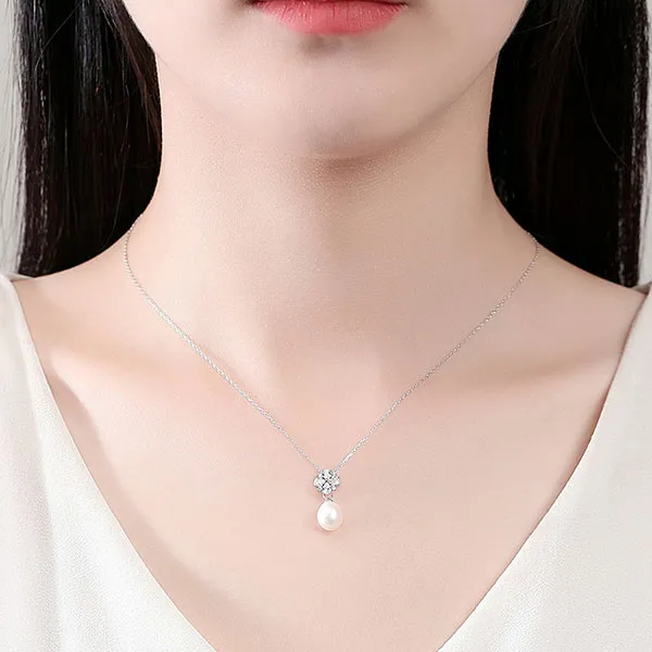 Dây Chuyền Nữ Kya Jewel Freshwater Pearl Floral PN2 Màu Bạc