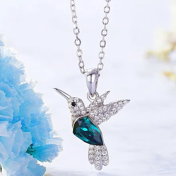 Dây Chuyền Nữ Kya Jewel Swarovski Hummingbird SN1-NT Màu Bạc - Xanh Ngọc