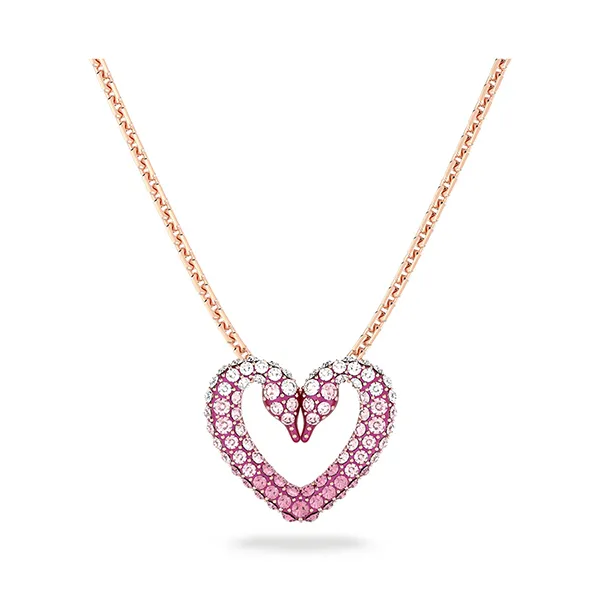 Dây Chuyền Nữ Swarovski Sublima Pendant Heart Small Pink, Rose Gold Tone Plating 5640301 Màu Vàng Hồng