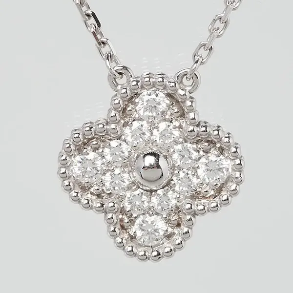 Dây Chuyền Nữ Jewery Luxury Alhambra Vintage Diamond Gold 18k White Gold Màu Vàng Trắng Size 15mm
