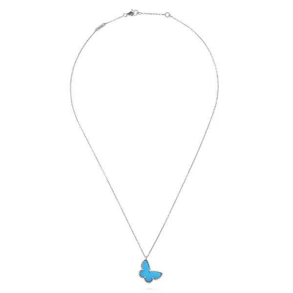 Dây Chuyền Nữ Jewery Luxury Sweet Alhambra Butterfly White Gold 18K Màu Bạc Xanh Dương