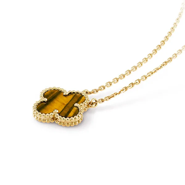 Dây Chuyền Jewery Luxury Vintage Alhambra Pendant 18K Yellow Gold, Tiger Eye Màu Vàng Gold - Trang sức - Vua Hàng Hiệu