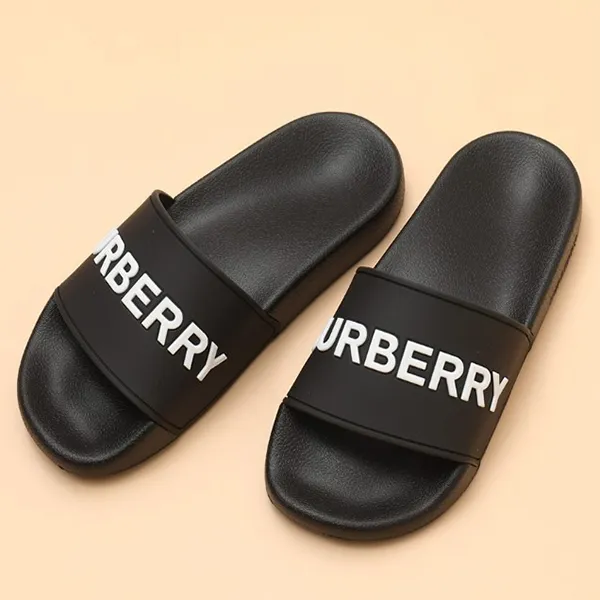 Dép Burberry Logo Detail Slides 8053501 Màu Đen Size 38