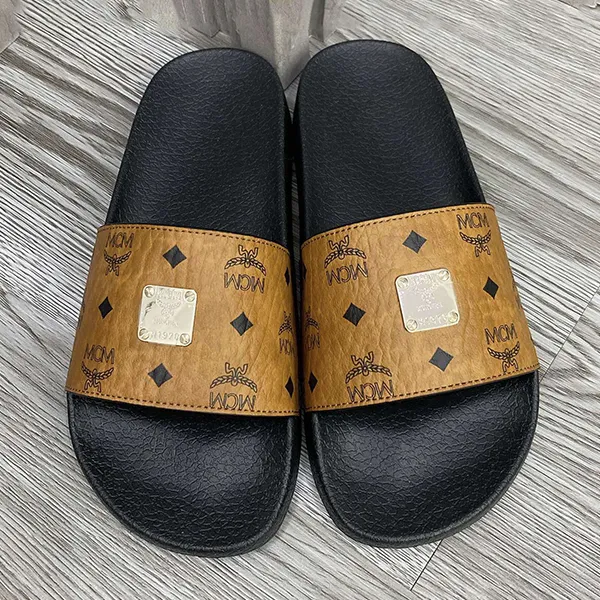 Dép MCM Collection Slide Màu Nâu Đen Size 35