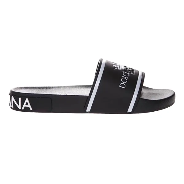 Dép Nam Dolce & Gabbana D&G Rubber Logo Slides Black CS1630AU679HNR18 Màu Đen Size 41