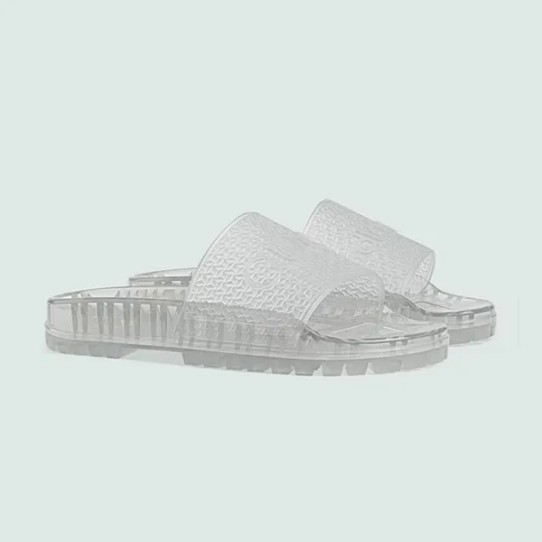 Dép Nam Gucci x Adidas Adilette Rubber Màu Trắng Trong Size 40