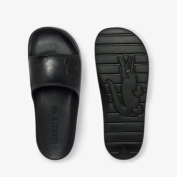 Dép Nam Lacoste Croco 2.0 Logo Strap Slides 43CMA0018 02H Màu Đen Size 43